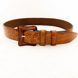 cognac croc belt